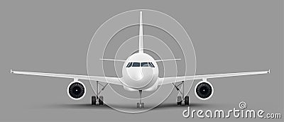 Passenger airplane front view vector template Vector Illustration