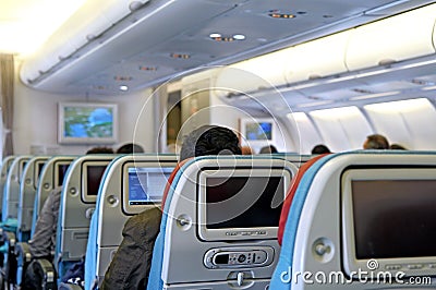 passenger airplane with the seats Stock Photo