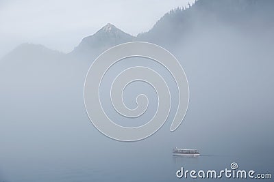 Passenger boat on the Koenigssee Stock Photo