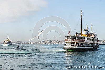 Passenger boat leaving harbour Editorial Stock Photo