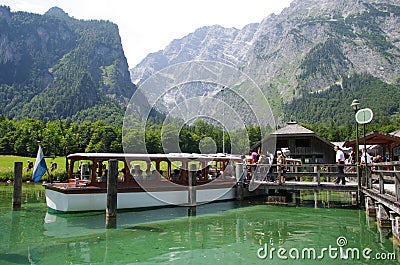 Passenger boat on Pier at Konigsee Editorial Stock Photo