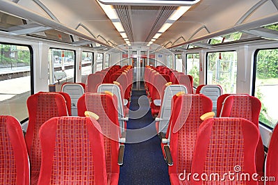 Passenger cabin on a train Stock Photo