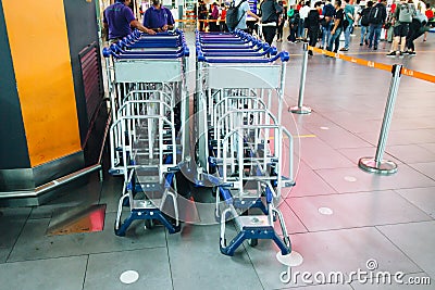 Trolleys at airport Editorial Stock Photo