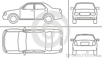 Passenger car keyline Vector Illustration