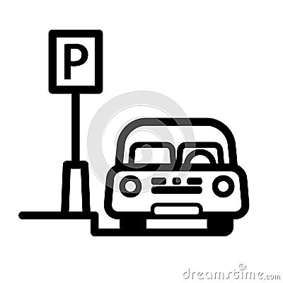 Passenger Car Parked at Street Side Parking Place Vector Illustration