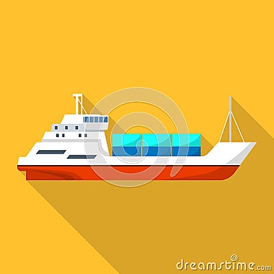 Passenger cargo ship icon, flat style Vector Illustration