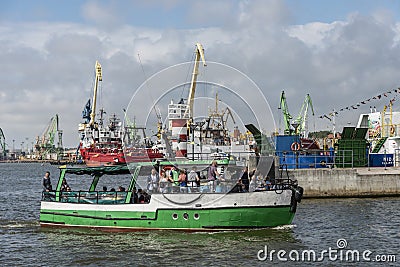 Passenger ferry underway Klaipeda seaport Editorial Stock Photo