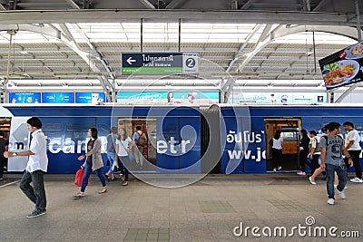 Passenger go out and in from BTS sky train Editorial Stock Photo