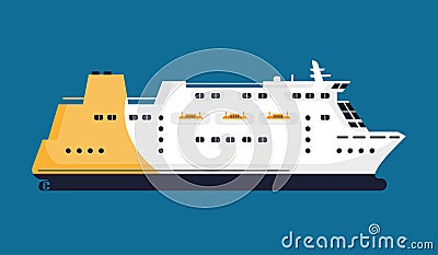 Passenger liner isolated on blue background graphic poster Vector Illustration