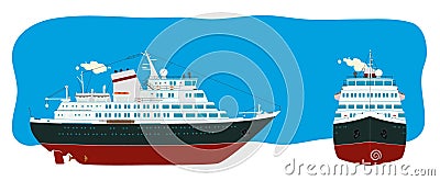 Passenger liner in two angles Stock Photo