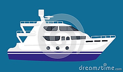 Passenger liner in white color isolated on blue background Vector Illustration