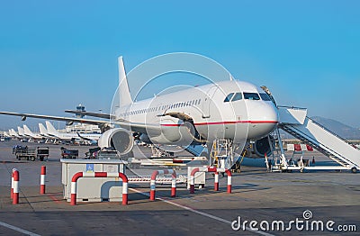 Passenger plane in the airport. Stock Photo