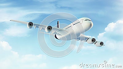 Passenger plane in the blue sky with clouds Stock Photo