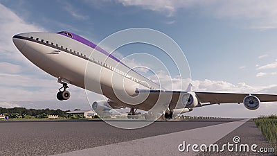 Passenger plane landing Cartoon Illustration