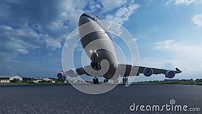 Passenger plane landing Cartoon Illustration