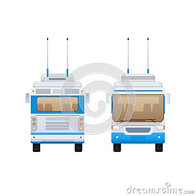 Passenger public modern urban transport: municipal trolley bus. Vector Illustration