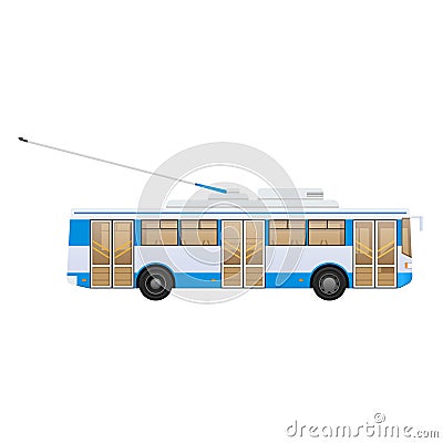 Passenger public modern urban transport: municipal trolley bus. Vector Illustration