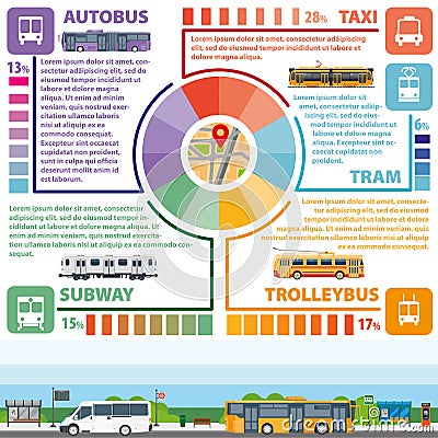 Passenger public transport vector infographics flat template Vector Illustration