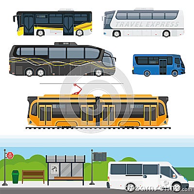 Passenger public and travel transport vector icons Vector Illustration