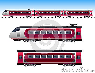 Passenger red train Vector Illustration