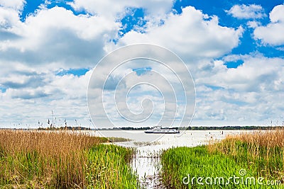 Passenger ship on a lake in Wiek, Germany Stock Photo