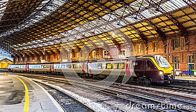 Passenger train at Bristol Temple Meads Station, England Stock Photo