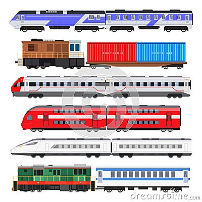 Passenger train set Vector Illustration