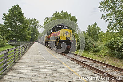 Passenger Train waiting at station Editorial Stock Photo