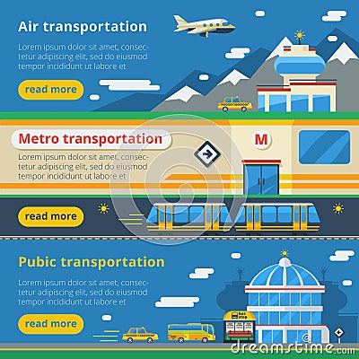 Passenger Transportation Horizontal Banners Vector Illustration