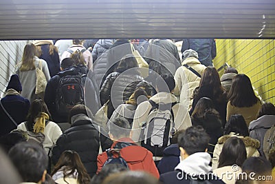 Passenger walk outside in the JR tokyo subway station Editorial Stock Photo