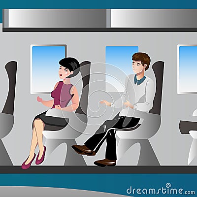 Passengers in airplane Vector Illustration