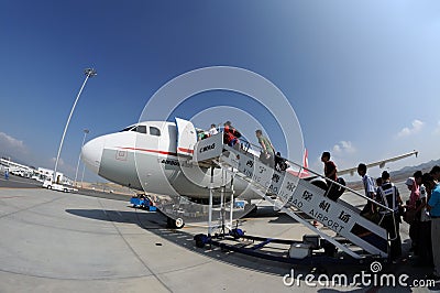 Passengers boarding Editorial Stock Photo