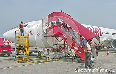 Passengers boarding the flight Editorial Stock Photo