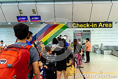 Passengers check-in at Clark Airport Terminal, Clark, Philippines Dec 21, 2018 Editorial Stock Photo