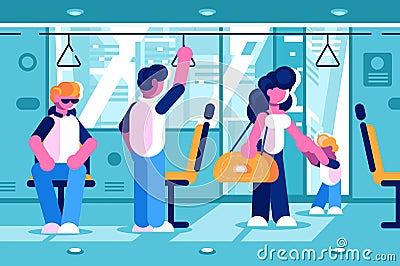 Passengers inside the bus Cartoon Illustration