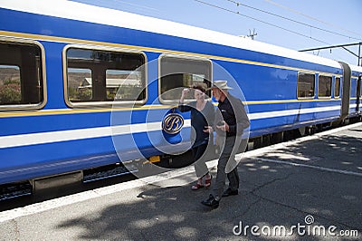 Passengers and the luxury Blue Train South Africa Editorial Stock Photo