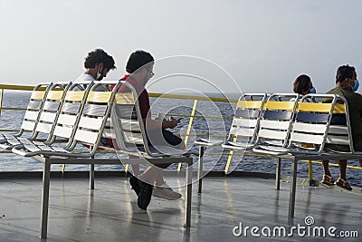 Passengers sitting in a ferry roro Editorial Stock Photo
