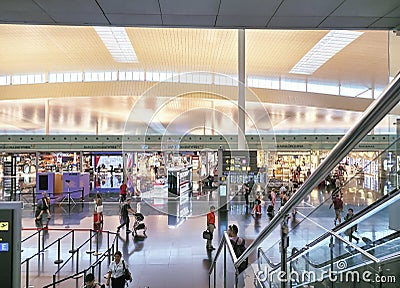 Passengers in transit in a Terminal of Barcelona international a Editorial Stock Photo