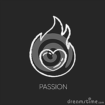 Passion chalk white icon on black background Vector Illustration