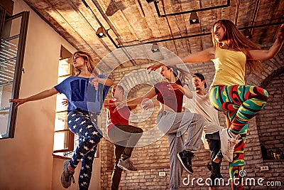 Passion dance team - dancer exercising dance training in studio Stock Photo