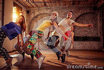 Passion dance team - urban hip hop dancer exercising dance train Stock Photo