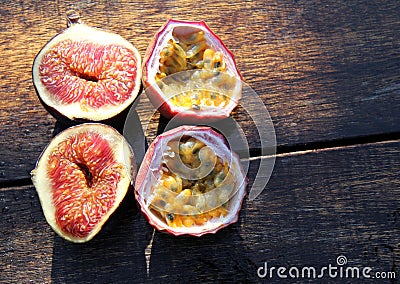 Passion fruit and figs Stock Photo