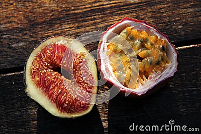 Passion fruit and figs Stock Photo