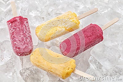 Passion fruit red grapes popsicle yummy fresh summer fruit sweet dessert Stock Photo