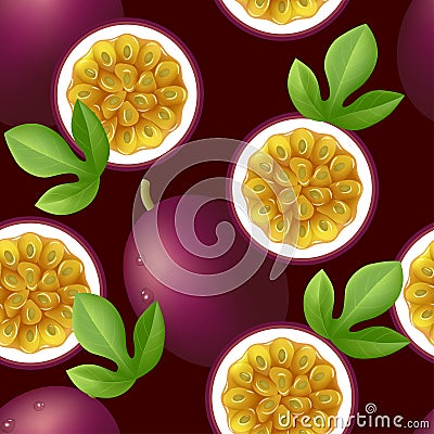 Passion fruit seamless pattern Vector Illustration