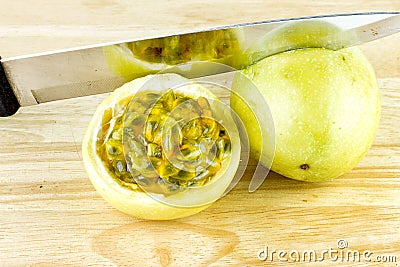 Passion fruit on white background Stock Photo