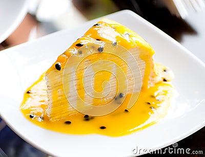 Passion fruits cake Stock Photo