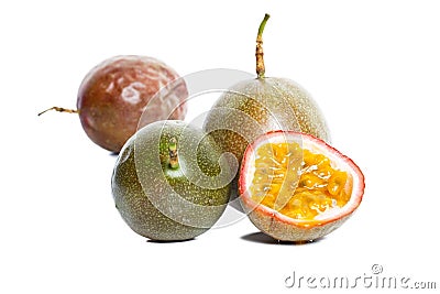 Passion fruits in white background Stock Photo