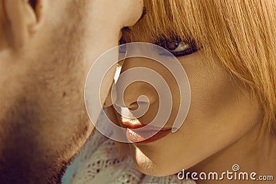 Passion look at each others in young couple Stock Photo