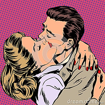 Passion man woman embrace love relationship style Vector Illustration